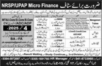 NRSP / UPAP Micro Finance Jobs 2025 – Multiple Positions
